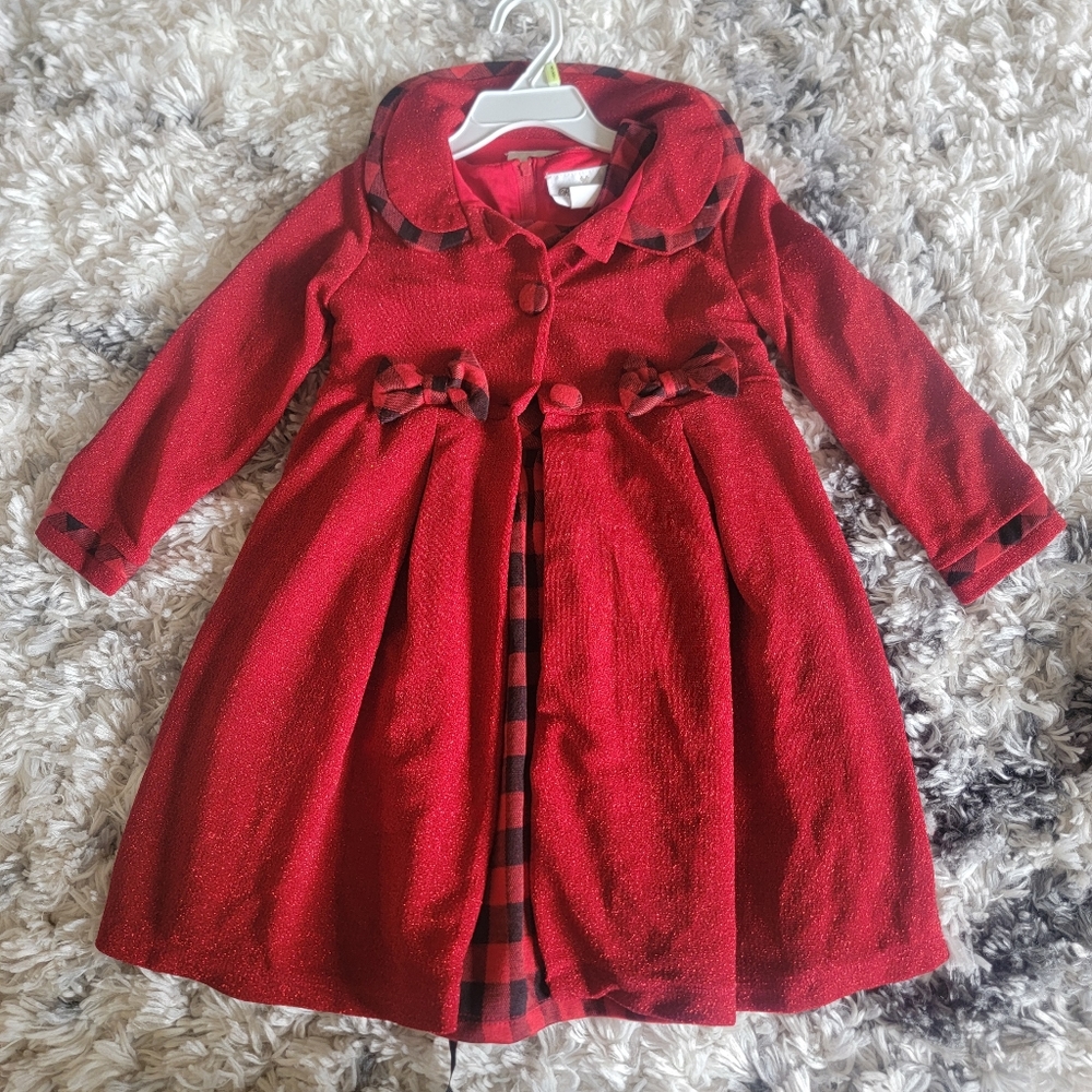 NWT Bonnie Jean RARE EDITIONS 2 PC Red/Black Check Glitter Dress